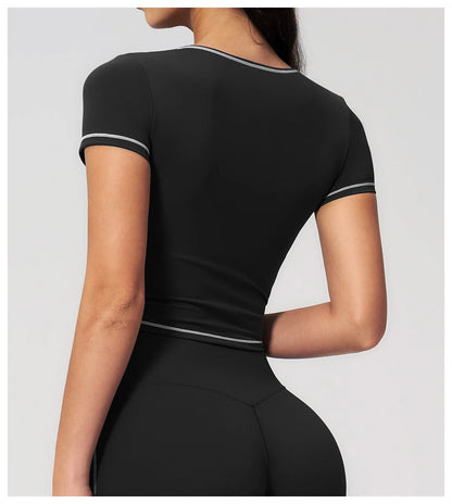 Yoga Shirts Women Sports T-Shirts Fitness Yoga Short Sleeve Gym Workout Top Running Active Shirts Female Push Up Sports T-shirts