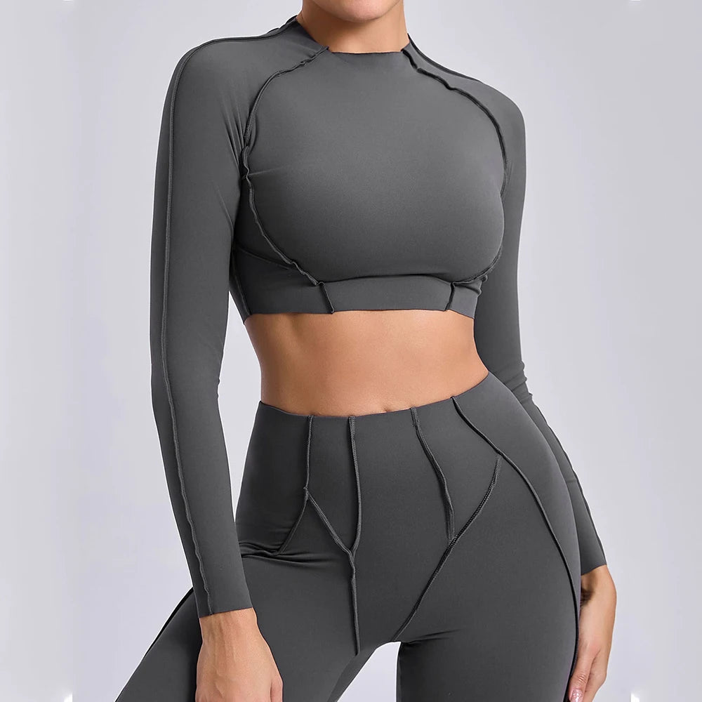 Long Sleeve Gym Shirts Sport Top Fitness Yoga Clothes for Women Active Wear Sports Shirt Elastic Fitness Yoga Running Shirts