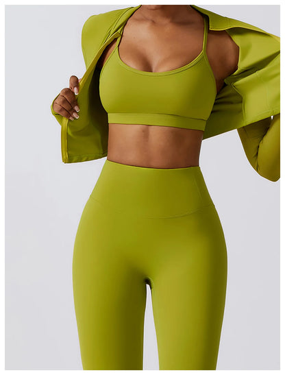 Women 2/3pcs Workout Outfits Yoga Sets Sportswear Gym Workout Clothing Tracksuit High Waist Leggings and Stretch Sports Bra