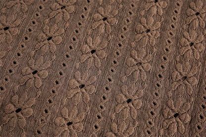 2026 New Hawaiian Vacation Style Maillard Jacquard Hollow Out Cuban Collar Short Sleeved Shirt Loose Five Quarter Sleeved Shirt