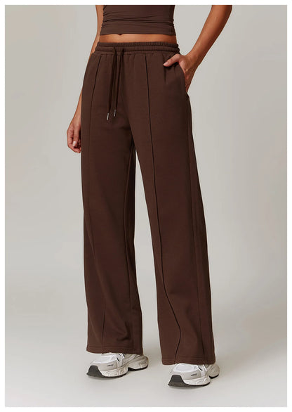 Hearuisavy Winter Pocket High Waist Jogger Sports Pants Female Fitness Gym Pants Casual Loose Sweatpants Wide Leg Trousers
