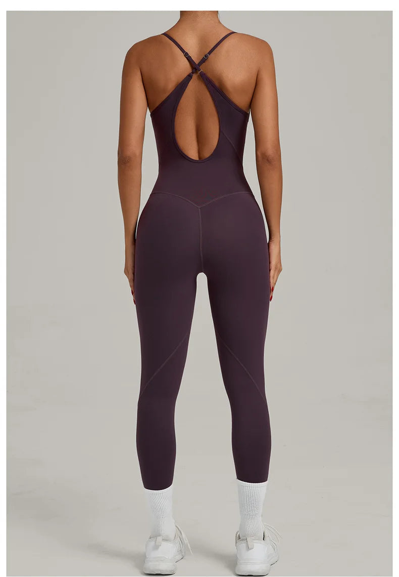 TRY TO BN Sports Jumpsuit Yoga Cross Adjustable Shoulder Straps Fitness Workout Bodysuit One Piece Sportswear Gym Women Clothing