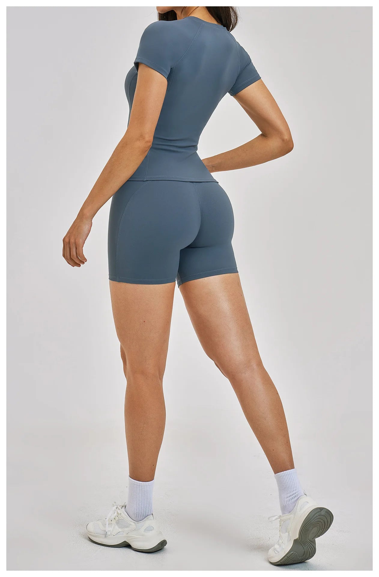 Custom LOGO women's spring and summer short-sleeved sports yoga fitness clothes shorts casual sports two-piece set