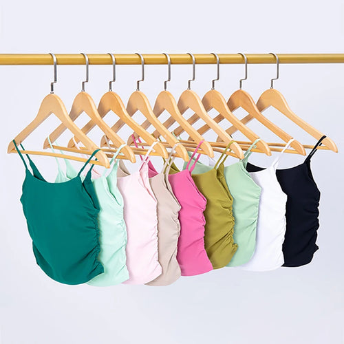 Fashion New Women Sports Tops Side Pleats Sexy Yoga Bras Suspender Nylon Elastic Women Workout Vest Gym Bra Tops Girl Sportswear