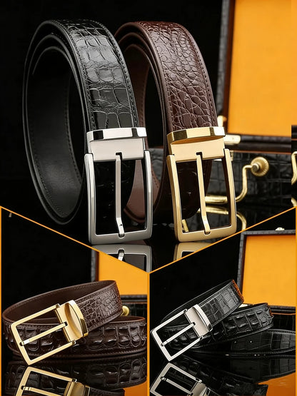 Men's real crocodile leather belt crocodile leather genuine leather luxury brand belt fashion men's belt buckle with suit pants