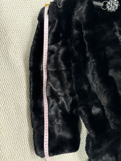 YOLANFAIRY Real Fur Coat Women Winter High Quality Mink Fur Jackets for Women Mid-length Natural Fur Coats Black Mink Jacket