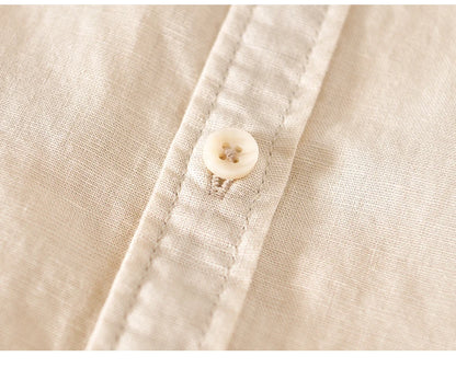 Summer Linen Cotton Men's POLO Collar Shirt Casual Business Short Sleeved Cardigan Fashion Loose Breathable Comfortable T-shirt