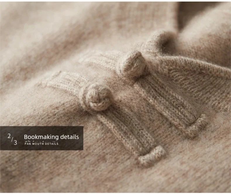 New Chinese Style Men's Pullover 100% Pure Wool Knit Sweater Autumn Winter Retro Stand Collar Long Sleeve Fashion Cashmere Tops
