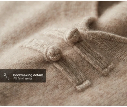 New Chinese Style Men's Pullover 100% Pure Wool Knit Sweater Autumn Winter Retro Stand Collar Long Sleeve Fashion Cashmere Tops