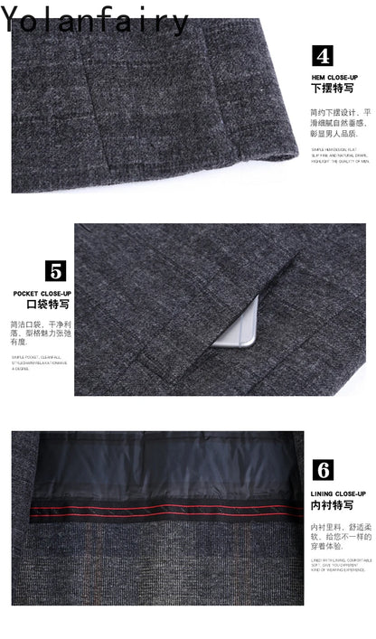 YOLANFAIRY 100% Cashmere Jacket for Men 2025 Autumn Winter Mid-length Wool Coats Man Clothing Casual Business Men's Woolen Coat