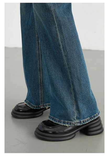 CHIC VEN Women Jeans New High Waist Flare Denim Pants Micro Elastic Woman Trousers Horseshoe Pant Female Autumn Winter 2023