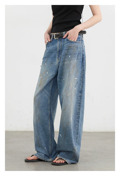CHIC VEN Women Jeans Loose Casual New Retro High Waisted Straight Leg Wide Leg Denim Pants Female Trousers Summer 2025