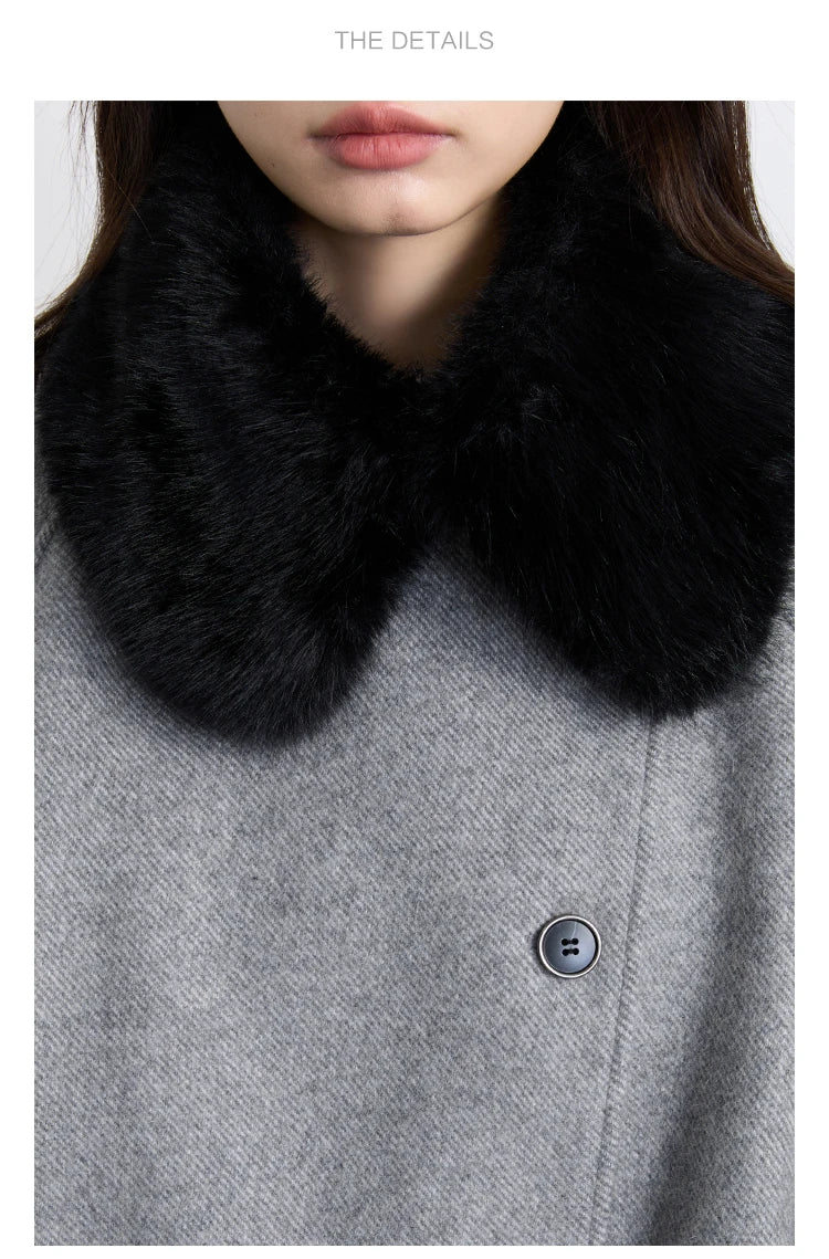 CHIC VEN Women Korean Coat Loose Casual Woolen Single-sided Detachable Collar Female Overcoat Ladies Jacket Autumn Winter 2025