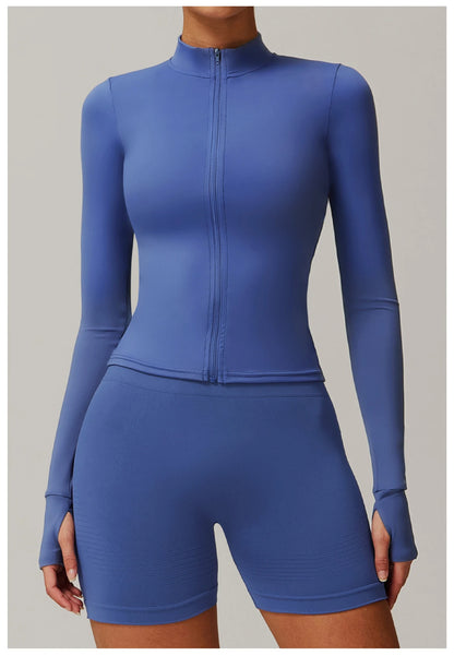 Yoga Shirts For Women Zipper Long Sleeve Fitness Jacket Running Gym Clothes Workout Dry Fit Breathable High Elastic Sports Top
