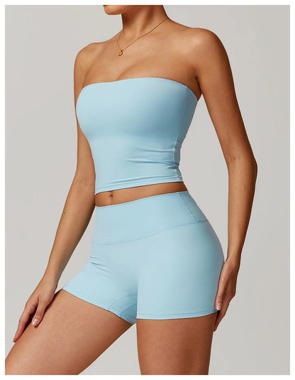 Custom LOGO Women's Strapless Tube Top Sexy Back Sports Underwear Women's Shockproof Quick-Drying Fitness Yoga Top