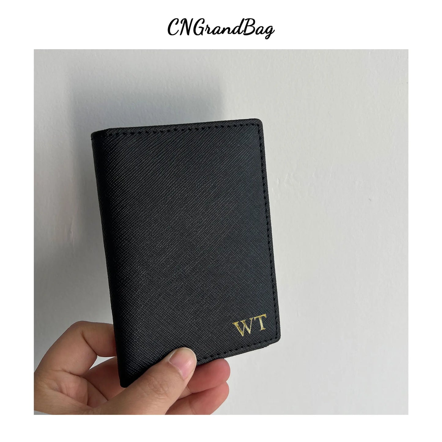 Customized Initials Genuine Leather Card Holder Bank Card Multi Card Slot Business Card Bag Commuter Wallet Men's Cover Wallet