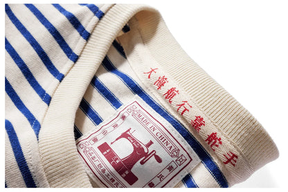Autumn New Heavy Weight Long Sleeve Tshirt Men Cotton Round Neck Stripe Knited T Shirt Men Retro Casual Streetwear Tops Oversize