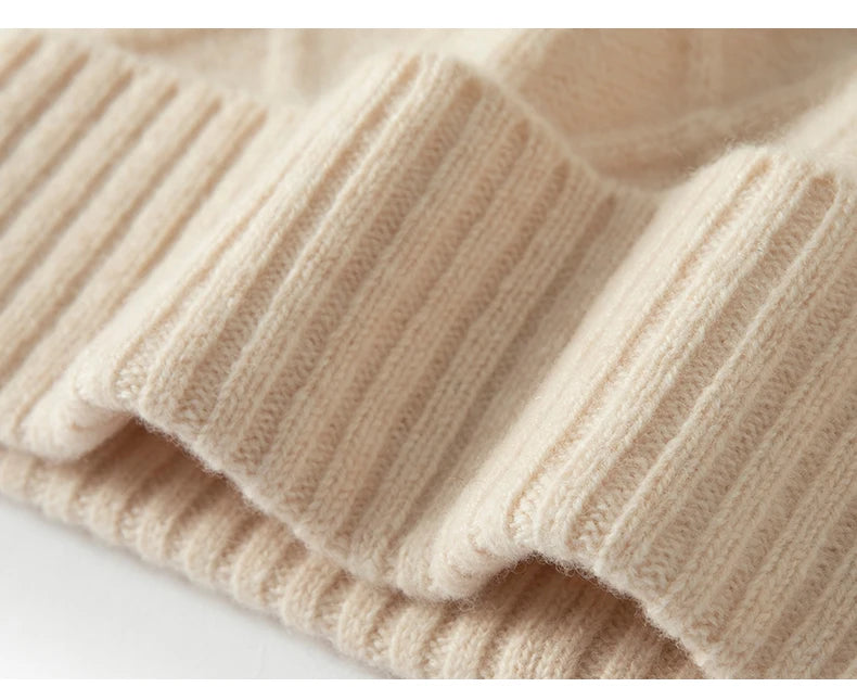 DjzDsm 100%Pure Wool Women's Hat For Winter Warm Soft Luxury Cashmere Twists Slouchy Street y2k Women's Hat