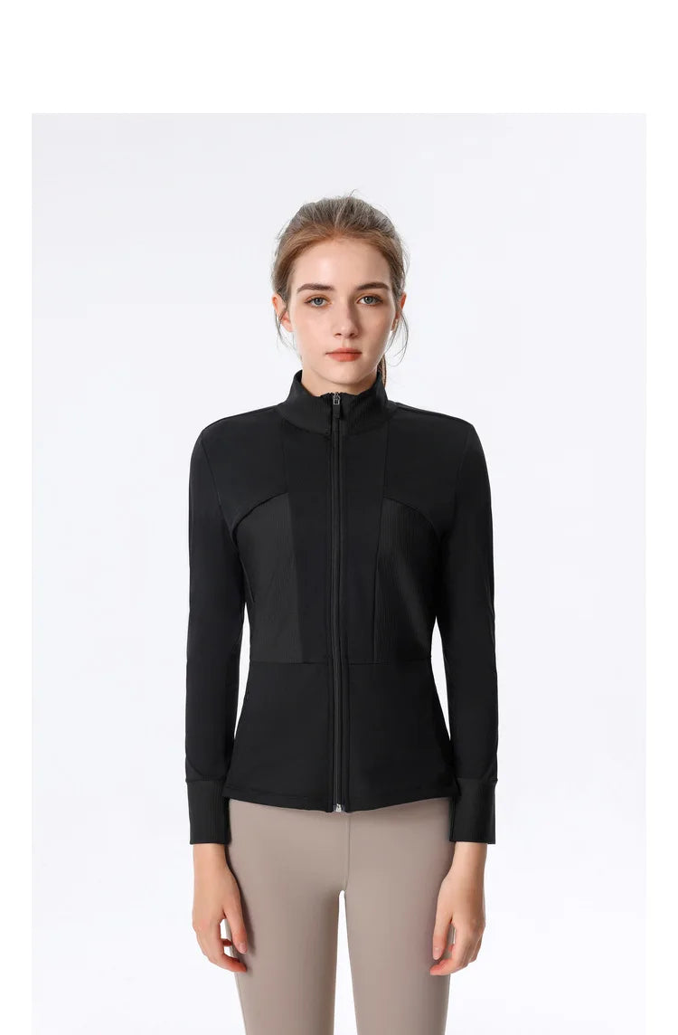 New Autumn SeasonsYoga Wear Women's Running Sportswear Tops Zip Up Sweatshirt Workout Fitness Clothes Cardigan Slim Tight Jacket