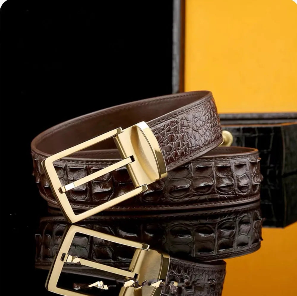 Men's real crocodile leather belt crocodile leather genuine leather luxury brand belt fashion men's belt buckle with suit pants