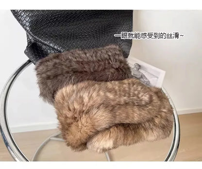 Korean-quality sable color scarf Real rabbit fur scarves women's autumn and winter versatile woven sable hair scarf, fur collar