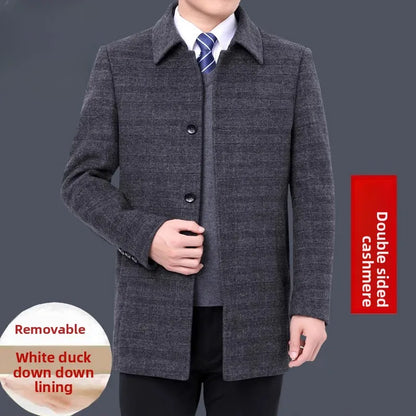 YOLANFAIRY 100% Cashmere Jacket for Men 2025 Autumn Winter Mid-length Wool Coats Man Clothing Casual Business Men's Woolen Coat