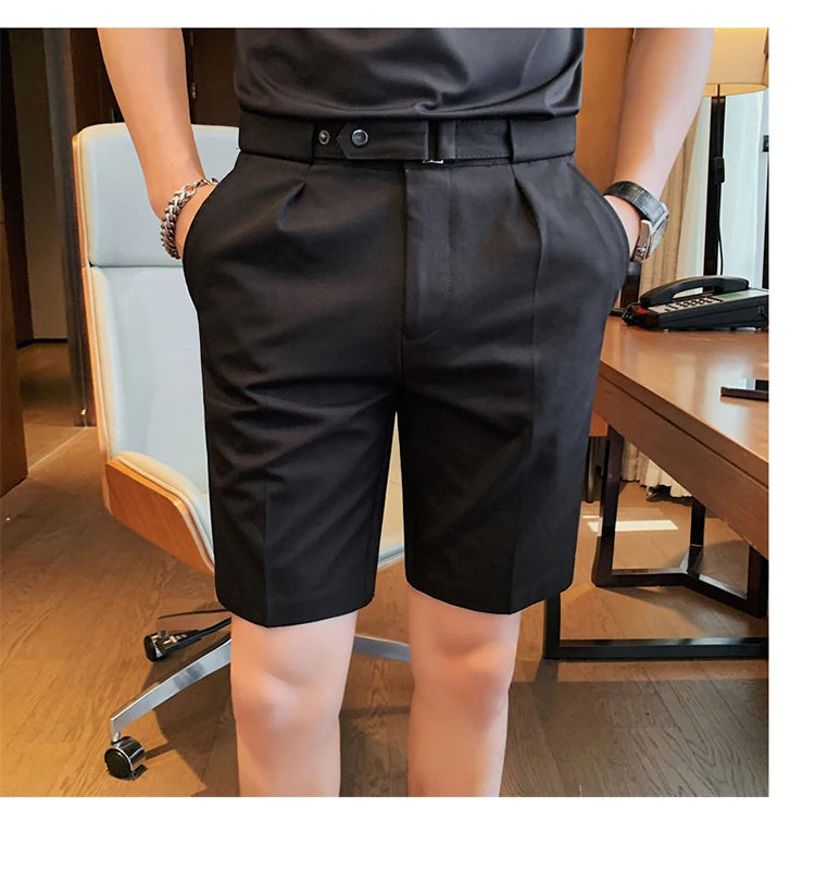 4 Color Summer British Style Suit Shorts 2023 Men Naples Business Casual Slim Fit Short Pant Fashion Slim Fit Solid Color Pants