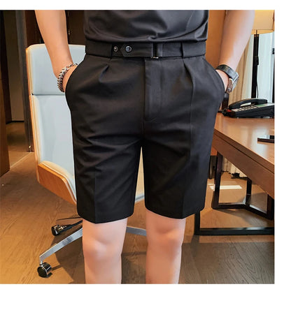 4 Color Summer British Style Suit Shorts 2023 Men Naples Business Casual Slim Fit Short Pant Fashion Slim Fit Solid Color Pants