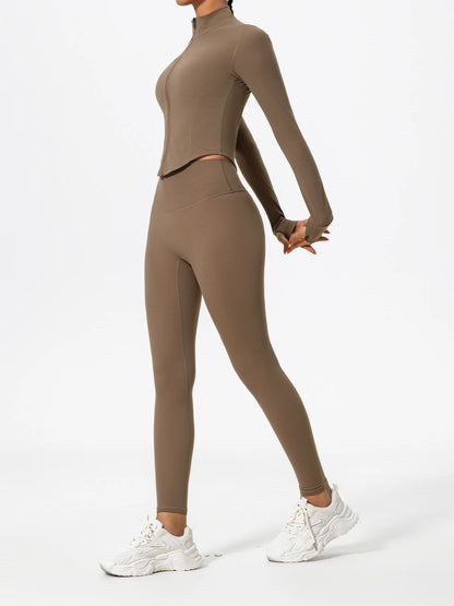 Hearuisavy Summer Ultra-Soft Fabrics 2Pcs Long Sleeve Gym Set Women Quick-Dry Yoga Clothes Workout Leggings Suit Sports Jackets
