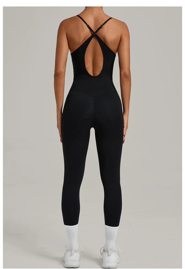TRY TO BN Sports Jumpsuit Yoga Cross Adjustable Shoulder Straps Fitness Workout Bodysuit One Piece Sportswear Gym Women Clothing