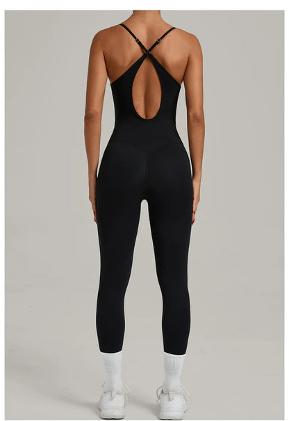 TRY TO BN Sports Jumpsuit Yoga Cross Adjustable Shoulder Straps Fitness Workout Bodysuit One Piece Sportswear Gym Women Clothing