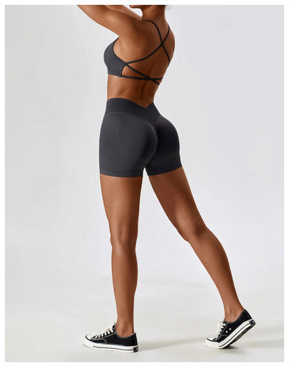 Seamless Yoga Set Gym Suits With Shorts Crop Top Sexy Bra Women's Pants 2 Pieces Set Running Workout Outfit Fitness Clothing