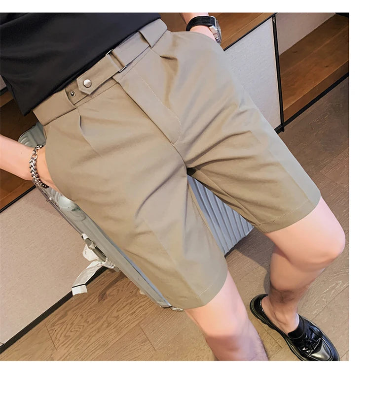 4 Color Summer British Style Suit Shorts 2023 Men Naples Business Casual Slim Fit Short Pant Fashion Slim Fit Solid Color Pants