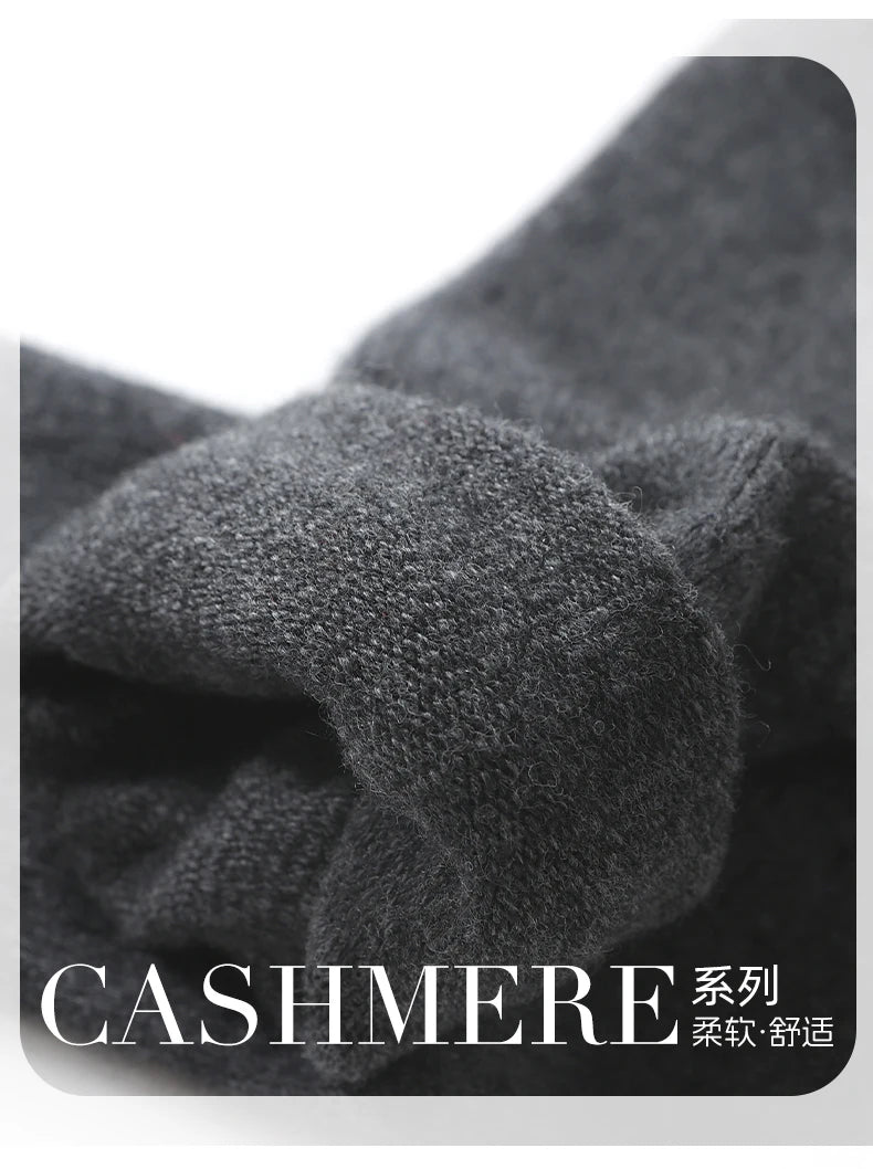 DjzDsm Men's Pure Cashmere Knitted Socks, Casual Medium Tube Socks, Antibacterial and Deodorizing Men's Socks, Warm and Elastic