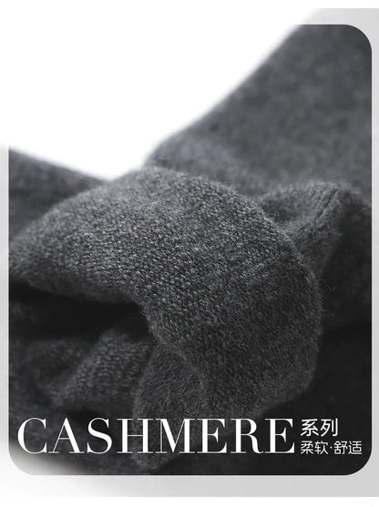 DjzDsm Men's Pure Cashmere Knitted Socks, Casual Medium Tube Socks, Antibacterial and Deodorizing Men's Socks, Warm and Elastic