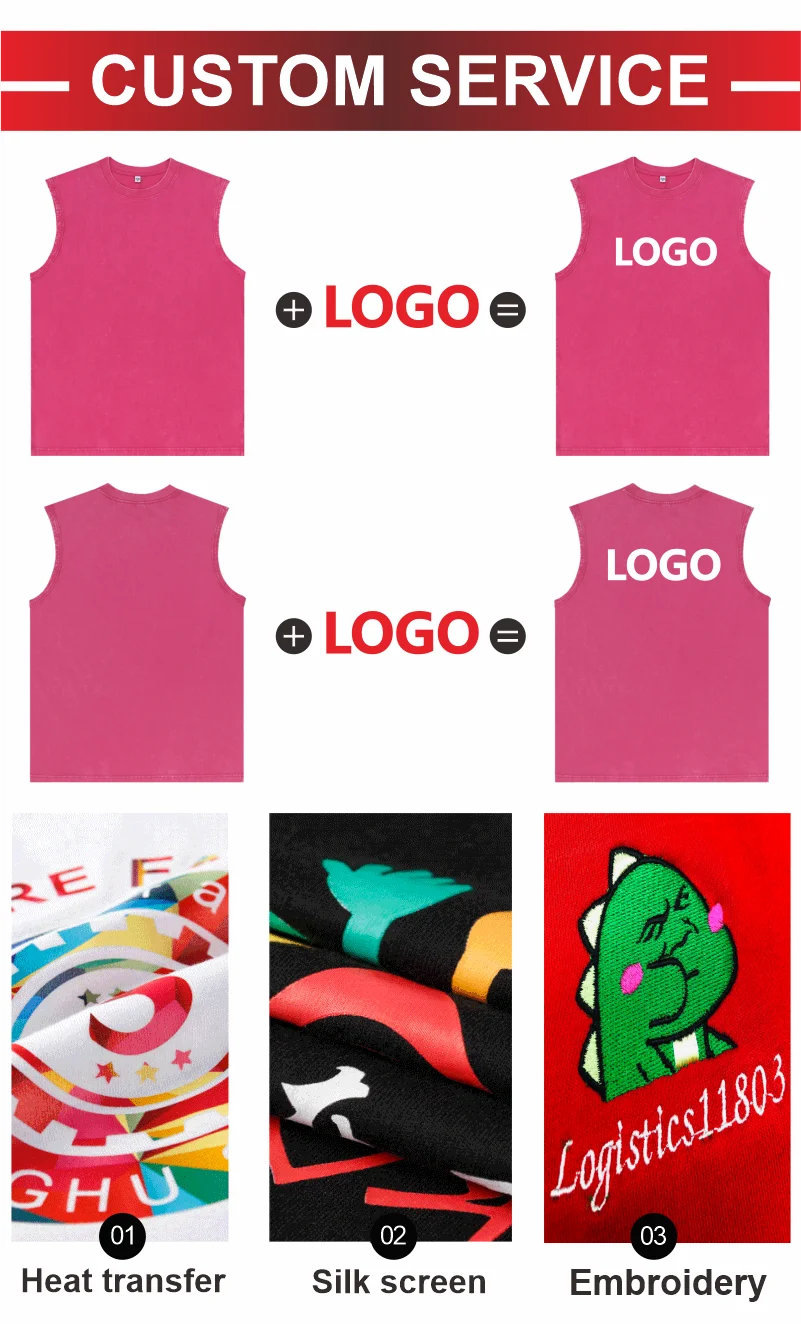 Customized Vest Street Fashion Sleeveless T-shirt Embroidery Logo 100% Cotton Shirt Printing Brand Sleeveless Vest Design