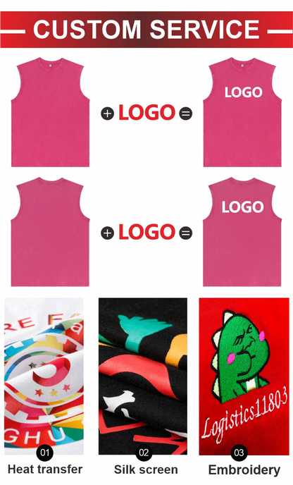 Customized Vest Street Fashion Sleeveless T-shirt Embroidery Logo 100% Cotton Shirt Printing Brand Sleeveless Vest Design
