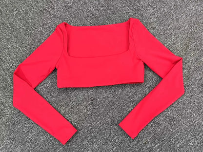 Women Yoga Shirts Crop Top Sexy Long Sleeves Shirts for Women Yoga Sports Fitness Sport Gym Clothes Running Push Up Workout Tops