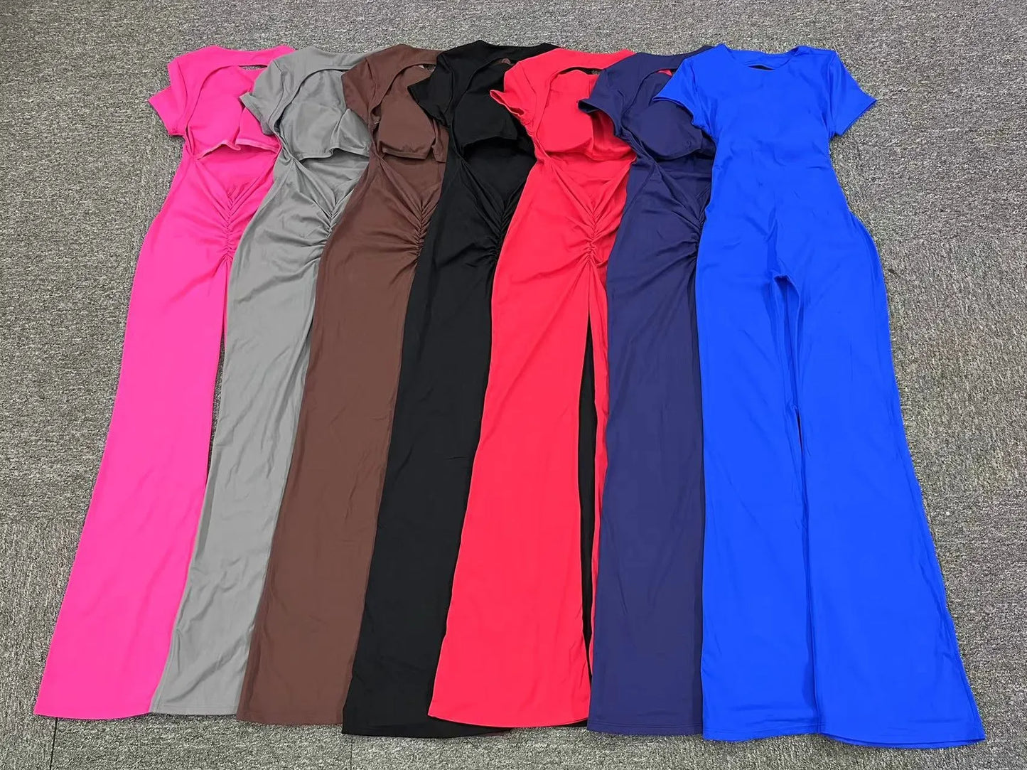 Women's Tracksuit Yoga Set Backless Jumpsuits Back V One Piece Fitness Rompers Short Sleeves Sportswear Gym Set Workout Clothes
