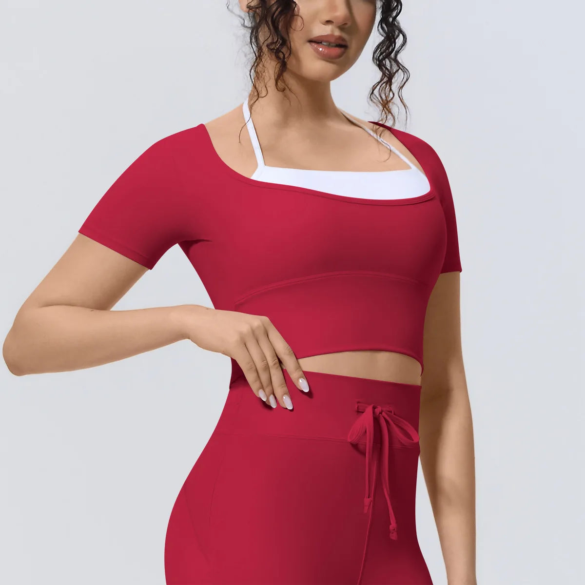 Yoga Sexy Dance Clothes High Elastic Sports T-shirt Women Fitness Top Short Sleeves Running Shirts Gym Push Up Workout Top Tee