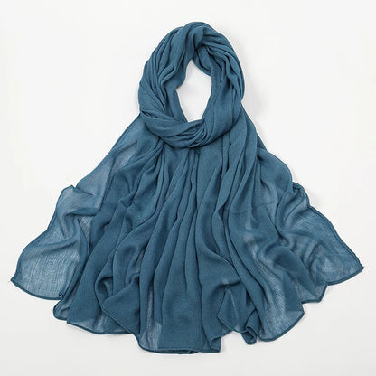 New Arrival Crinkle Rayon Hijab Women Muslim Scarf Shawls Solid Headscarf Wraps Big Size Plain Islamic Turban Headbands Foulard