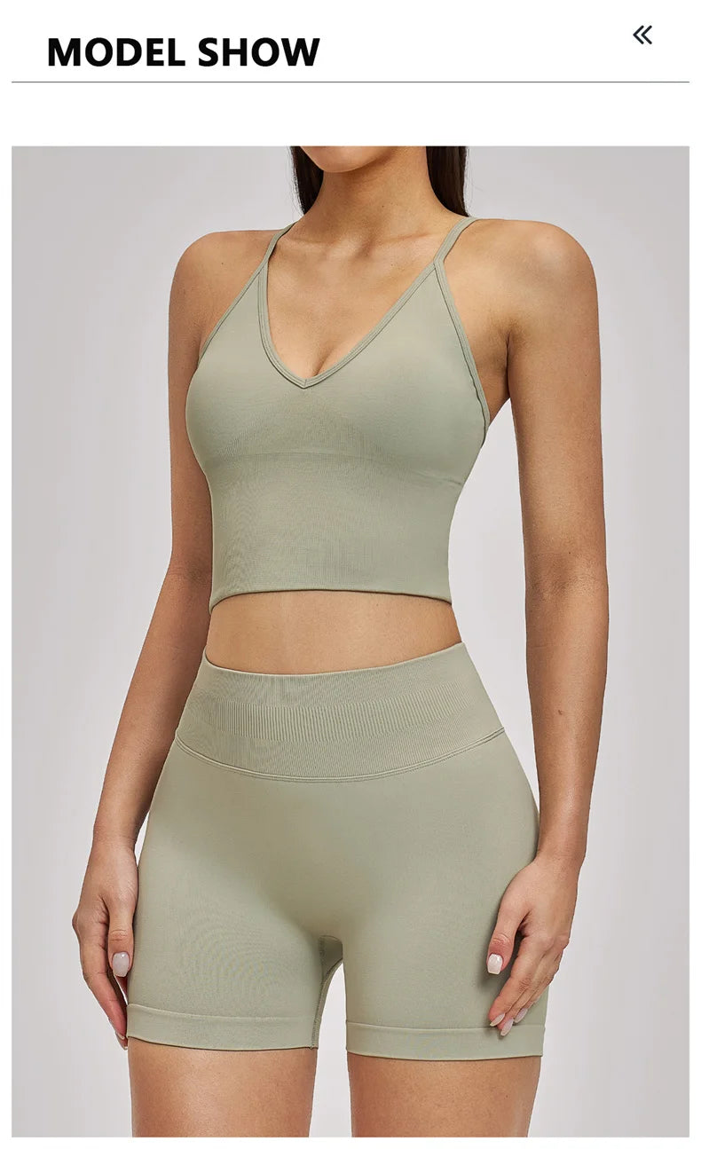 TRY TO BN Seamless Women's Tracksuit Shorts Yoga Set High Waisted Sportswear Fitness Workout Leggings Cycling Running Gym Shorts