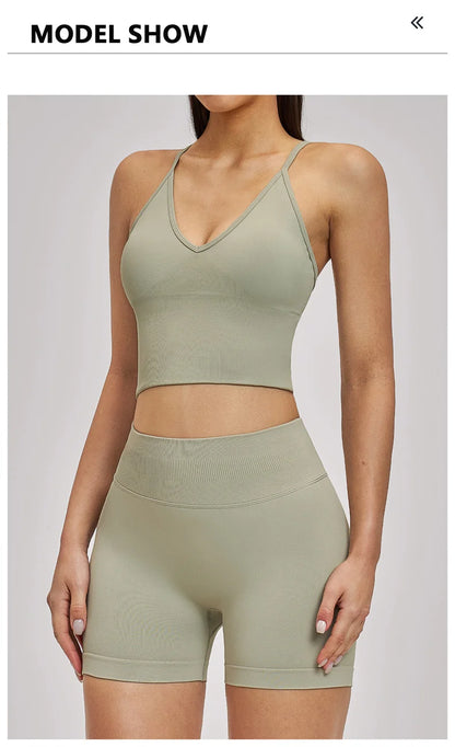 TRY TO BN Seamless Women's Tracksuit Shorts Yoga Set High Waisted Sportswear Fitness Workout Leggings Cycling Running Gym Shorts