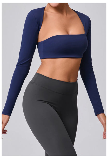 Women Yoga Shirts Crop Top Sexy Long Sleeves Shirts for Women Yoga Sports Running Fitness Gym Clothes Push Up Workout Tops