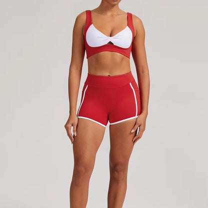 Women's Solid Breathable Lightweight Eco-Friendly Sports Bra & Shorts Set-Seamless Naked Feel High Waist for Yoga Running Gym