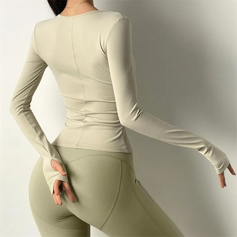 Cloud Hide SEXY Zipper Sports Jacket for Women Long Sleeve Black Yoga Shirt Gym Fitness Coat Running Autumn Winter Workout Top