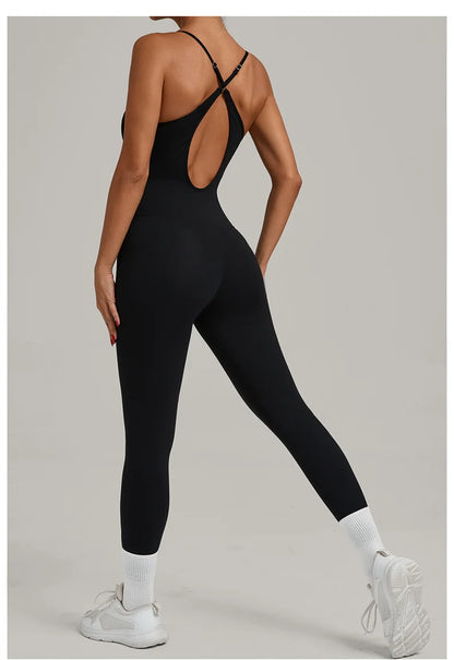 TRY TO BN Sports Jumpsuit Yoga Cross Adjustable Shoulder Straps Fitness Workout Bodysuit One Piece Sportswear Gym Women Clothing