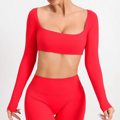 Women Yoga Shirts Crop Top Sexy Long Sleeves Shirts for Women Yoga Sports Fitness Sport Gym Clothes Running Push Up Workout Tops