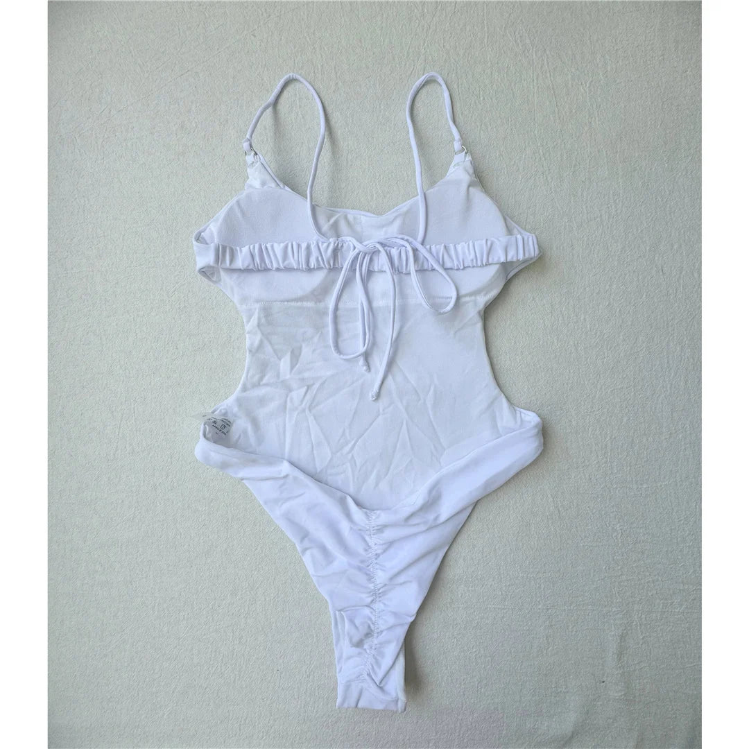 2026 New Backless Scrunch Butt High Leg Cut Women Swimwear One Piece Swimsuit Female Thong Padded Bather Bathing Suit Swim V5967