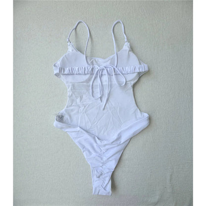 2026 New Backless Scrunch Butt High Leg Cut Women Swimwear One Piece Swimsuit Female Thong Padded Bather Bathing Suit Swim V5967
